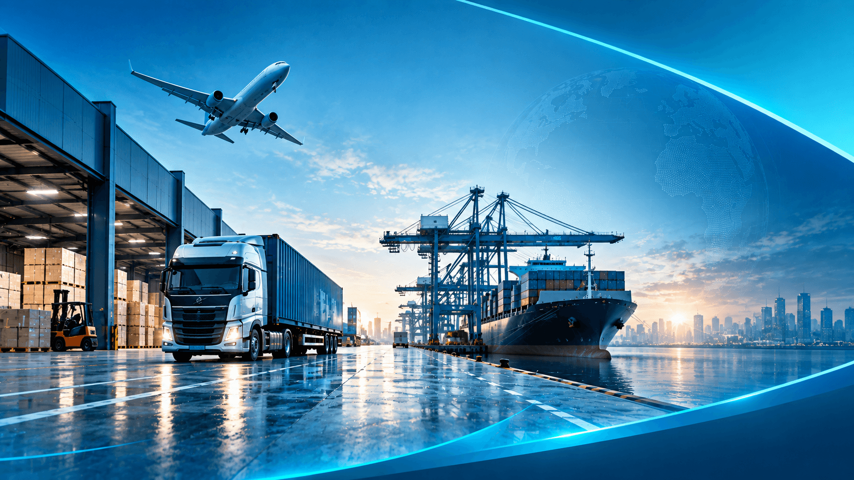 Aircraft, freight truck and port operations
