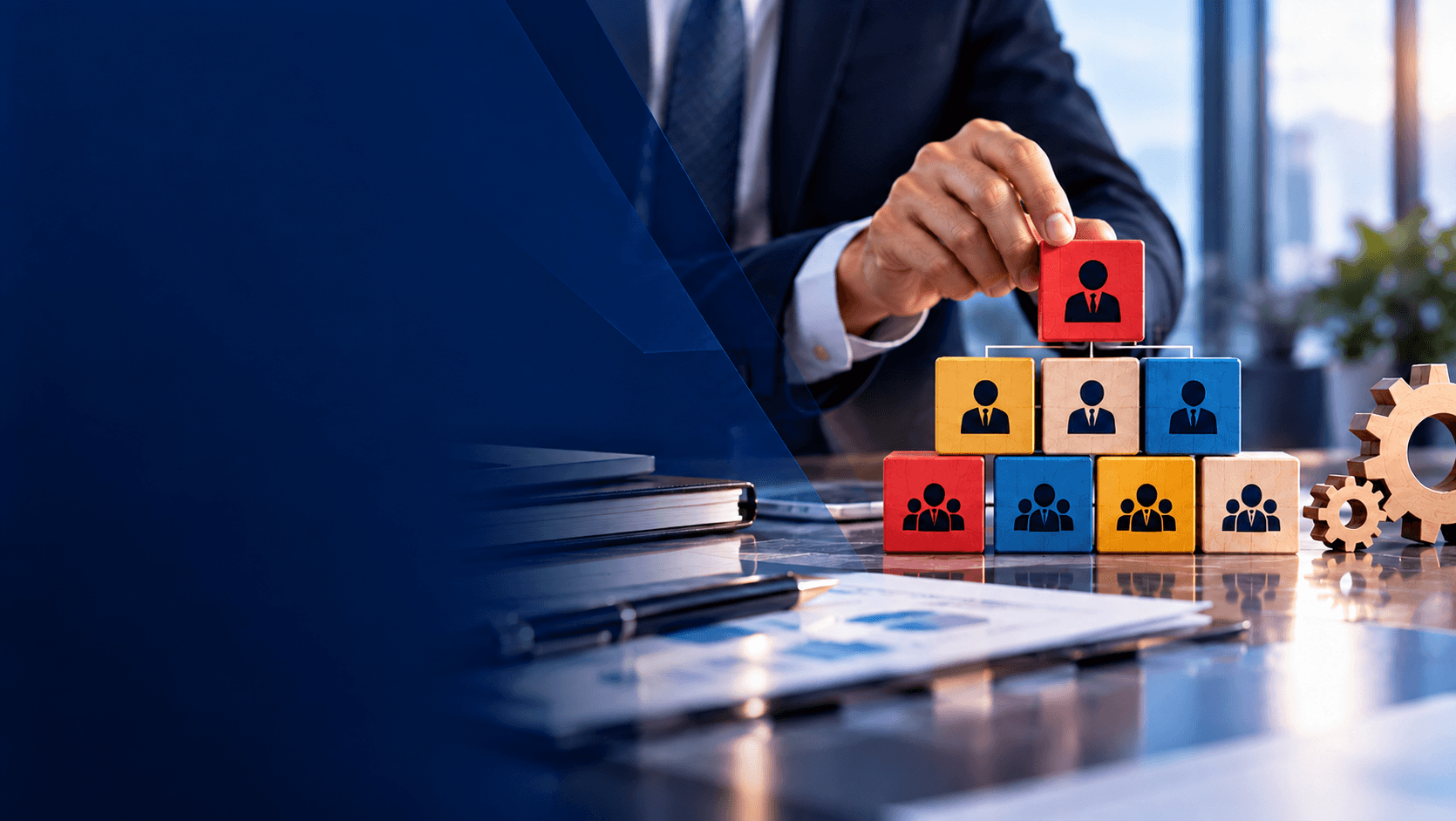 Business professionals planning corporate structure and growth