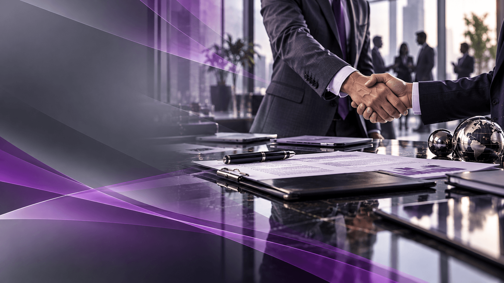 Professional legal team reviewing a commercial agreement and governance structure
